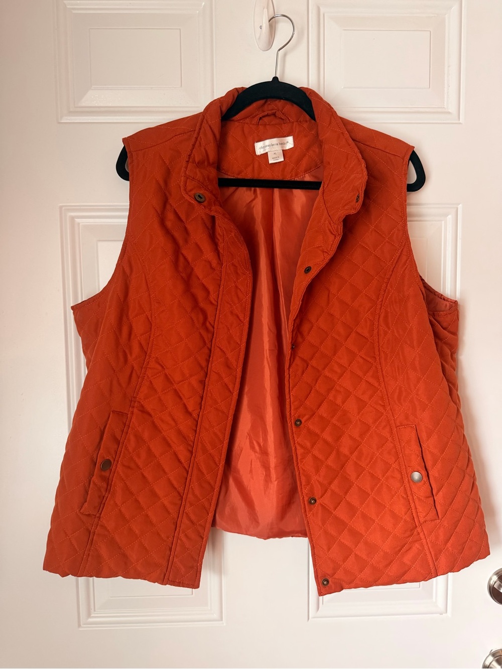 Christopher & Banks Quilted Pumpkin-Orange Vest